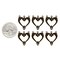 Antiqued Brass Four Ring Heart Shaped Connectors, Set of Six - AB-4C13